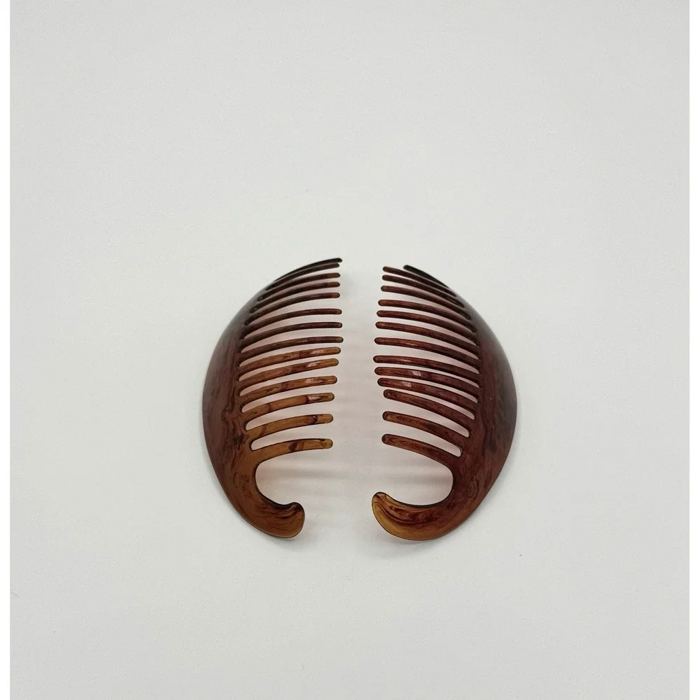 Vintage‎ Goody Banana Hair Comb Pair Tortoise Brown Curved Retro 80s READ